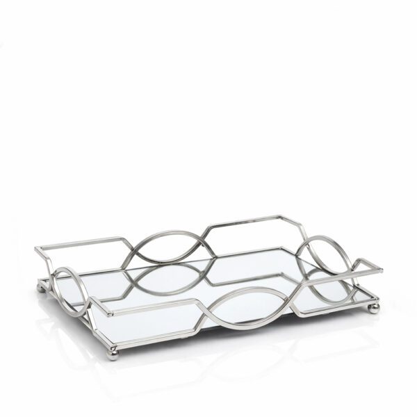 Ορθογώνιος ασημένιος δίσκος γάμου με καθρέφτη DM-0120