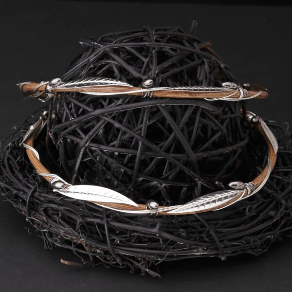 Στέφανα Γάμου από ξύλο και ασήμι X-0060