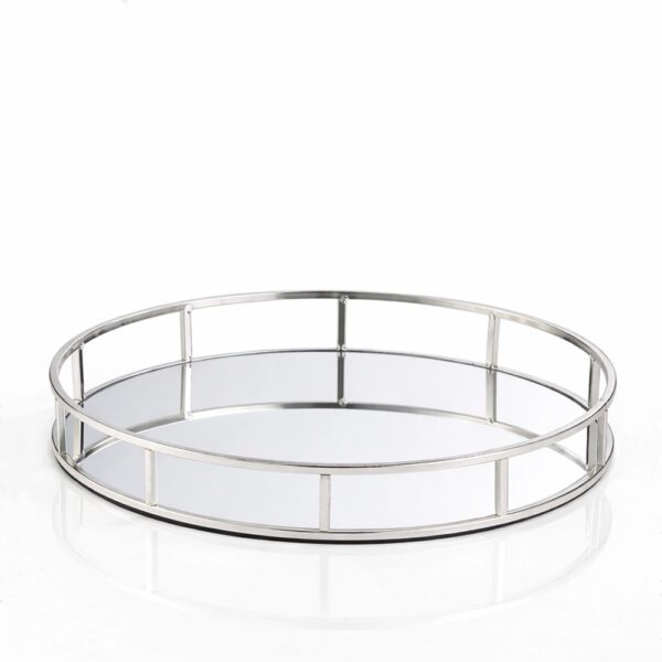 Στρογγυλός ασημένιος δίσκος γάμου με καθρέφτη DM-0450