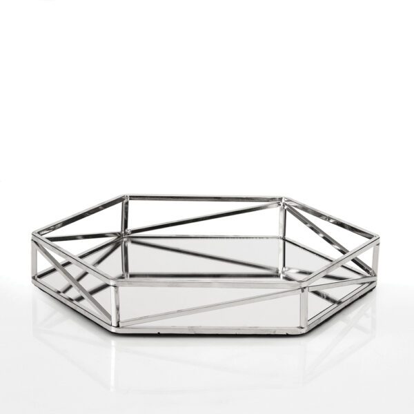 Εξάγωνος ασημένιος δίσκος γάμου με καθρέπτη DM-0500