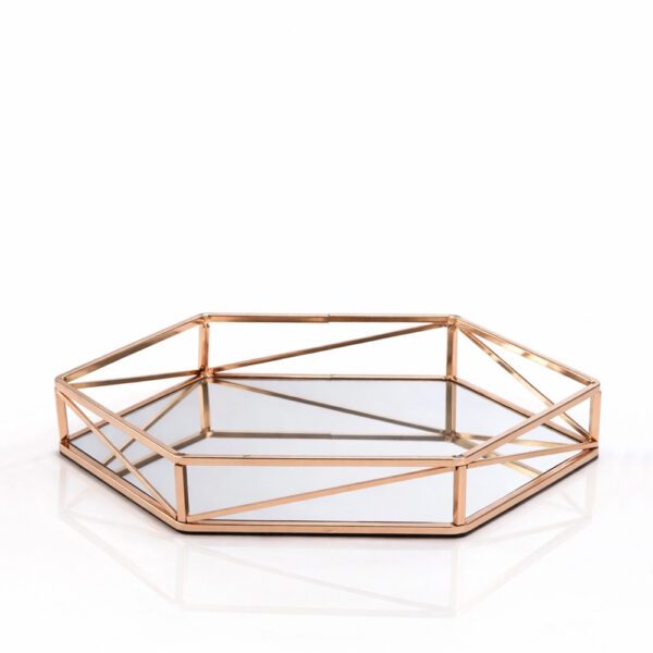 Εξάγωνος χρυσός δίσκος γάμου με καθρέπτη DM-0510