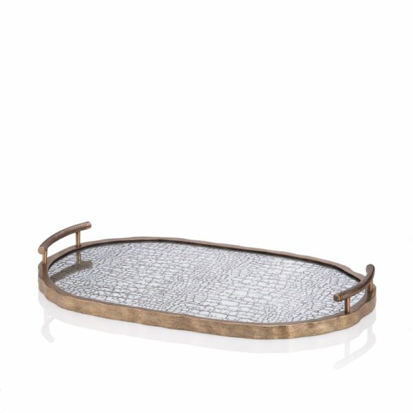 Οβάλ δίσκος γάμου καθρέπτη με print και luminex resin DM-2308