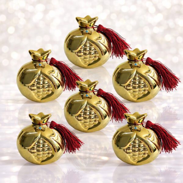 Γούρι Ρόδι Κεραμικό σετ 6 τεμαχίων, σε Χρυσό